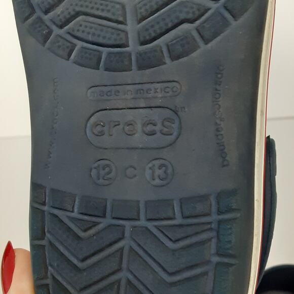Crocs Kids Crocband Clogs Slip On Navy Blue Stripe Boys 12/13 Water Shoes Retro - Picture 8 of 8